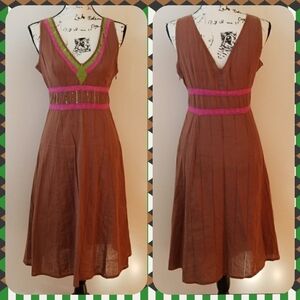 Parallel Cotton V-neck Sleeveless A-line dress